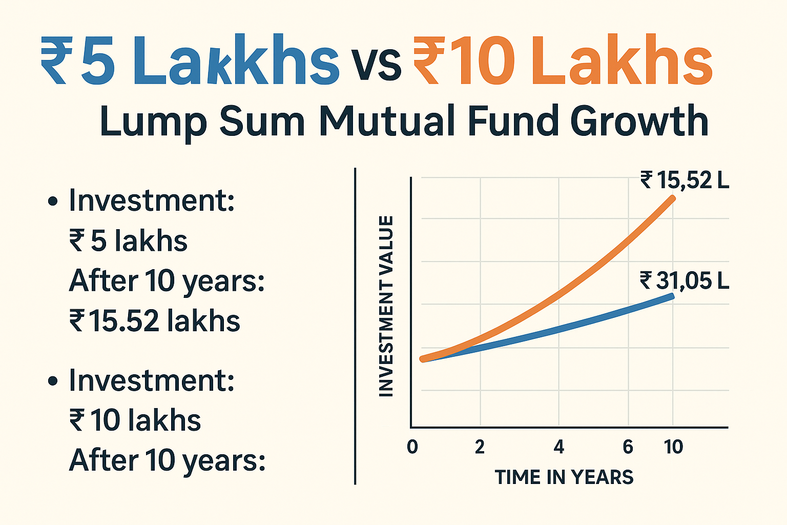 Compound growth mutual fund example ₹5L ₹10L