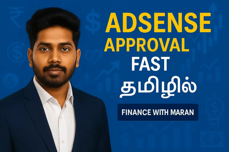AdSense approval guide in Tamil with Finance with Maran – professional thumbnail for blog/video